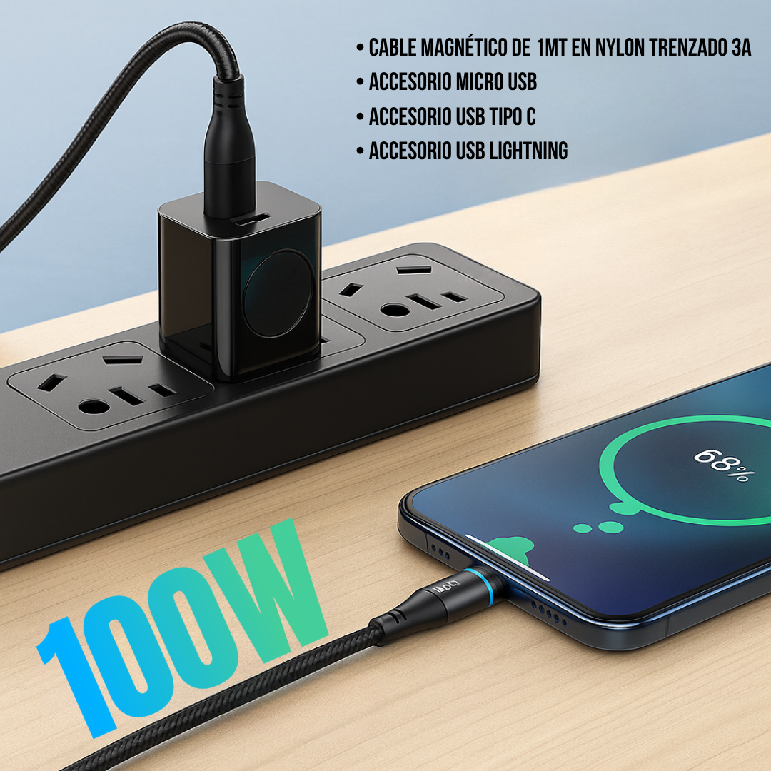 NUEVO Cable MAG PRO 360° - Cargador Magnetico 3 en 1