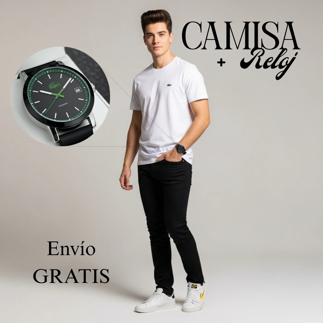 Super Oferta Lacoste / Camisa + Reloj de Regalo