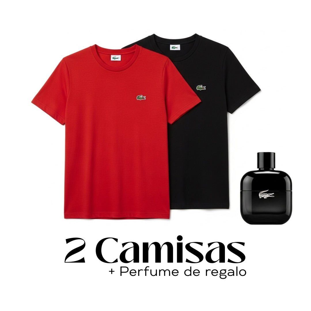 Combo Premium Lacoste™ - 2 Camisas + Perfume de Regalo